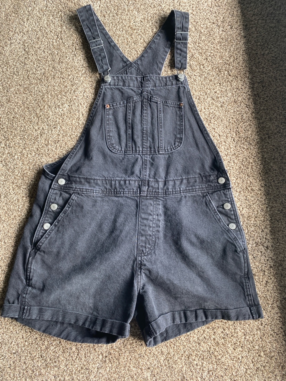 Old Navy Womens Black Denim Shorts Overalls